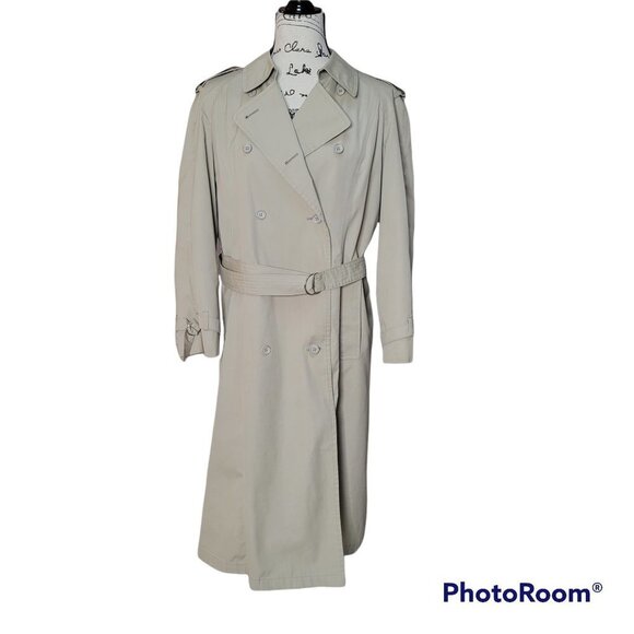 Vintage Khaki Tan London Fog Trench Coat - Size14P - Picture 2 of 12